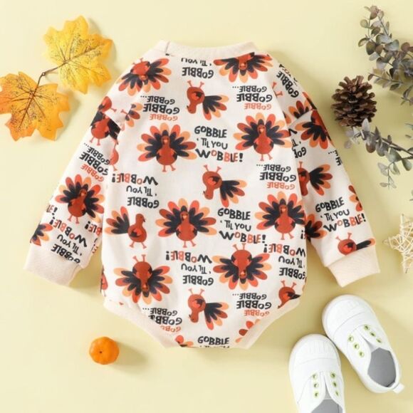 Baby Thanksgiving Gobble Long Sleeve Onesie - Picture 2 of 8